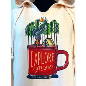 Soft Pink "Explore More" Outdoors Camping Hoodie Sweatshirt Women's Medium SOFT!